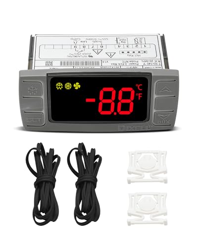 for Dixell XR02CX-4N1F1 Temperature Controller, Replace for Dixell Temperature Controller Fit for 120V 50-60hz Commercial Refrigerators/Freezer, with Temperature Sensor Probes & Clasp - size: XR02CX-4N1F1