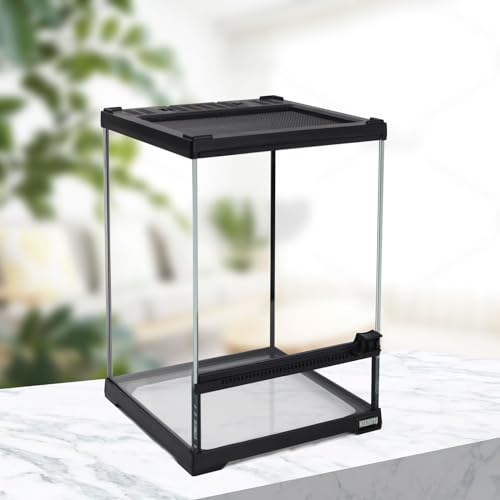 Mini Reptile Glass Terrarium Tank 8"*8"*10" Full View with Front Opening Door,Amphibians Enclosure Habitat Cage for Leopard Gecko Tarantula Young Lizard Hermit Crab Frog Insects Breeding - size: 8x8x10 inch