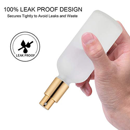 Glass Spray Bottle with Gold Sprayer, 3.4oz, 2 Pack | Perfume Atomizer, Empty, Fine Mist, Frosted - color: Gold Frosted