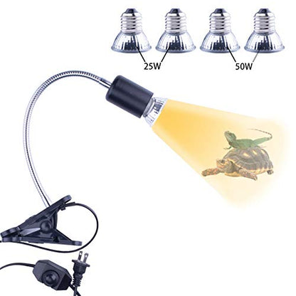 Reptile Heat Lamp UVA UVB Light Bulb, 360° Rotatable Basking Spot Light - color: Black