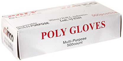 Winco Clear Disposable PE Gloves, Large, 500 pcs.