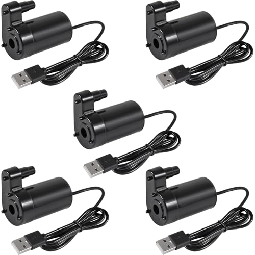 5PCS USB water pump,DC 3-5V USB Micro Submersible Mini Low Noise Brushless Water Pump for Aquariums Fish Tank Pond Fountain Hydroponics Garden