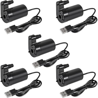 5PCS USB water pump,DC 3-5V USB Micro Submersible Mini Low Noise Brushless Water Pump for Aquariums Fish Tank Pond Fountain Hydroponics Garden