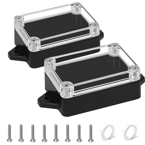 Junction Box with Clear Cover IP65 Waterproof ABS Plastic Universal Project Box with Fixed Ear, Black 3.2"x 2.2"x 1.3"(83x58x33mm)(Pack of 2) - color: 2 packs, size: 3.2"x 2.2"x 1.3"