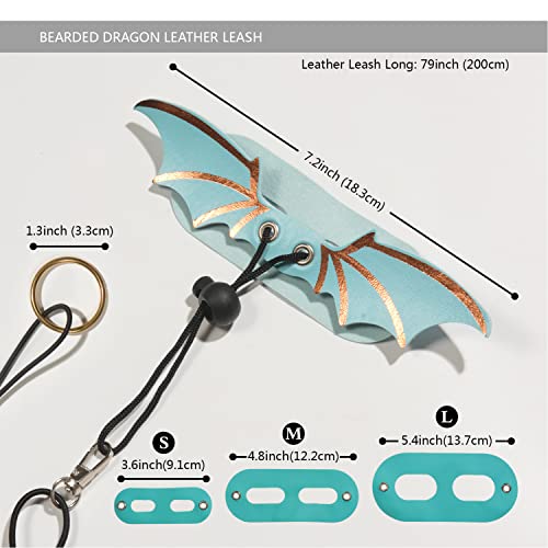 Bearded Dragon Leash and Harness Set, Beardie Carrier, Lizard Adjustable Harness with Leather Wings and Sling Bag, Reptile Small Pet Backpack Batwing Accessories (Blue) - color: Blue