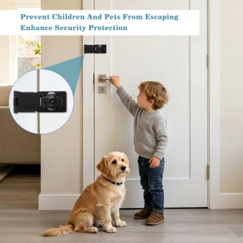 Alise Keyed Hasp Lock,4 Inch Safety Packlock Clasp Hasps Latch,Black Door Hinge Lock with Keys Keyed Locking Hasps for Cabinet,Closet,Drawer, Barn,Fence,Garage Doors | Heavy Duty Hasp Lock ,Attic Door Latch,Black Door Lock with Keys for Storage Cabinet,Cl