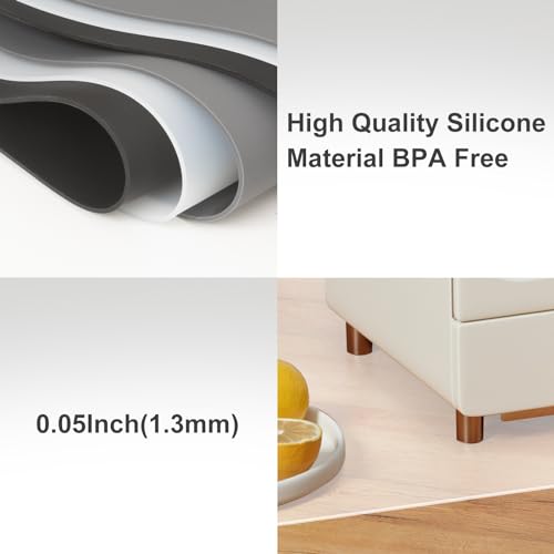 Silicone Mats for Kitchen Counter, Treerit 47.24"x 23.62" Extra Large Silicone Countertop Protector, Non-slip Heat Resistant Mats for Countertop, Shipped Rolled Up, No Creases, White Translucent - color: White Translucent