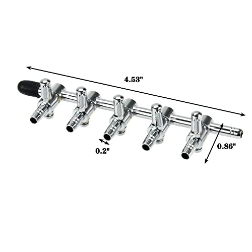 AQUANEAT Aquarium Air pump Splitter,Fish Tank Air Valve, Metal Stainless Steel Control for Pump Accessories(Large 5 Way) - size: Large