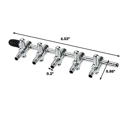 AQUANEAT Aquarium Air pump Splitter,Fish Tank Air Valve, Metal Stainless Steel Control for Pump Accessories(Large 5 Way) - size: Large
