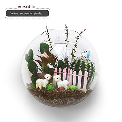 WGV Wall Hanging Planter Terrarium Bulk, Diameter 5", Clear Mounted DIY Succulents Air Glass Floral Container Vase, Tea Light Votive Candle Holder for Decoration 6 Pieces - size: 5"D