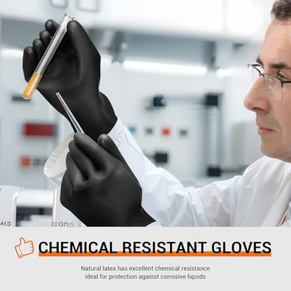 ThxToms Chemical Resistant Gloves, Puncture Resistant,Latex | Heavy Duty Rubber Gloves, Acid Oil & Alkali Resistant for Industrial Cleaning, Auto Repair, Mechanics, 18", 1 Pair - color: 18"