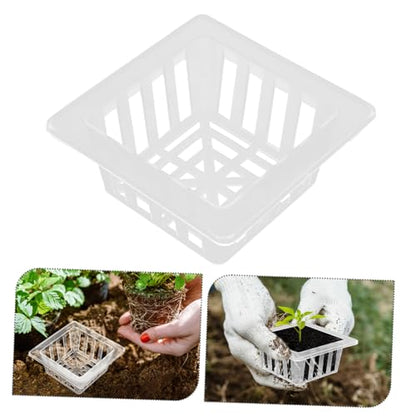 Toyvian 20pcs Transparent Square Hydroponic Mesh Pots for Planting Root Stabilizer Tool for Vegetables Flowers Herbs Material Efficient Drainage System