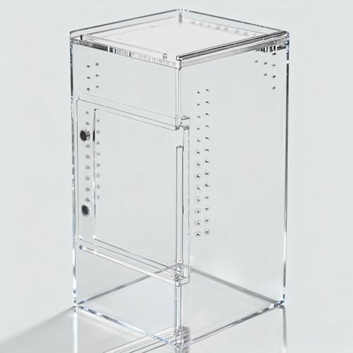 3x3x6 Acrylic Reptile Enclosure for Jumping Spiders & Mantises | One-piece acrylic tank, no assembly needed, water-holding base, crystal-clear walls, ideal for jumping spiders & mini pets - size: 3"3"6"