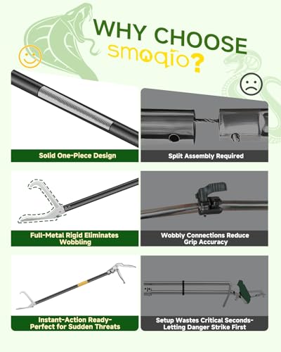 47 inch Snake Grabber, All-Aluminum Alloy Reptile Catcher Grabber | Wide Jaw Multi-Function Handling Tool with Lock, Anti-Slip Grip - size: 47 inch