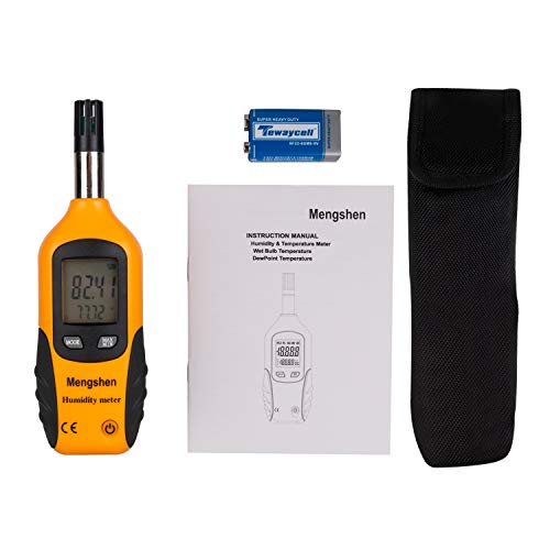 Mengshen® Digital Temperature and Humidity Meter | Dew Point Measurement, Wet Bulb Temperature, Battery Included