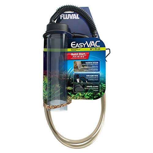 Fluval EasyVac Aquarium Gravel Cleaner Vacuum for Fish Tanks | Quick Start Siphon Water Changer with Non-Kink Hose, Bucket Clip & Gravel Guard for Small, Medium & Large Aquariums - size: Small