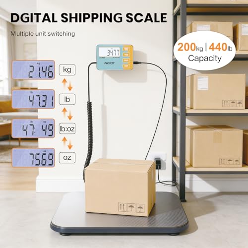 Shipping Scale, 440 lbs / 0.01 KG high-Precision Digital Postal Scale | with LCD display, hold/tare/count/unit switch functions, suitable for packages, luggage, and mail warehouse shipping scales