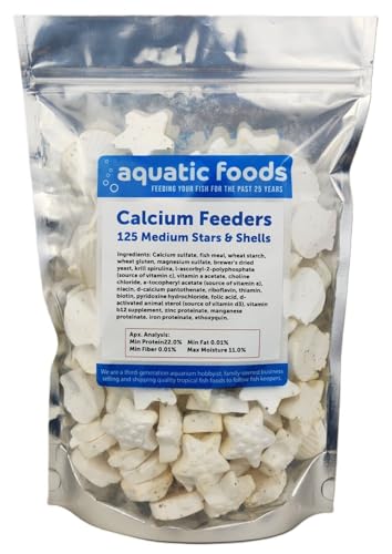 Calcium Feeders Medium Stars & Shells... 125ct Bag | For Shrimp, Snails, Crabs, Crayfish, Hermit Crabs, For All Tropical Fish, 125 Count Bag - size: 125 Count (Pack of 1)