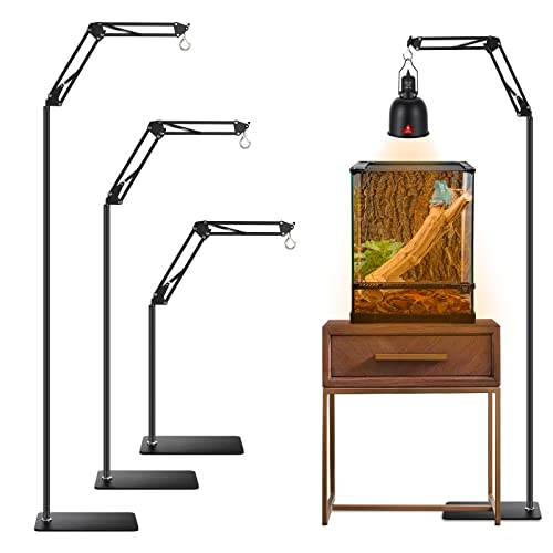 Reptile Lamp Stand Reptile Light Stand (15.7inch to 74.3inch) | 360° Adjustable Swing Arm, Heat Lamp Holder for Bearded Dragon Turtles Snake and Chicks - size: 15.7-74.3 inches (without Lampshade)