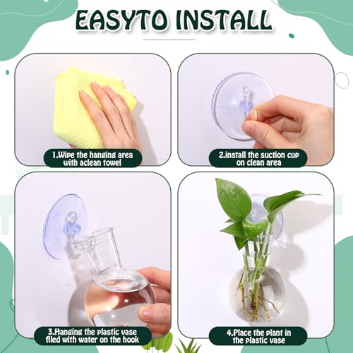 12 Pack Window Propagation Stations Plastic Wall Hanging Planter with Suction Cups Brush Window Suction Plant Holder Vases Tubes Terrarium for Home Office Decor (Bulb)