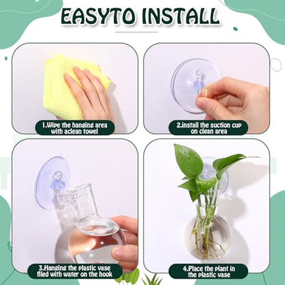 12 Pack Window Propagation Stations Plastic Wall Hanging Planter with Suction Cups Brush Window Suction Plant Holder Vases Tubes Terrarium for Home Office Decor (Bulb)