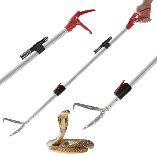 86 inch Snake Catcher Tongs Grabber Traps Stick Hook Bite Kits Tool | for Rattlesnake, Copperhead Snake, Ball Python, Rattle, Cobra, Corn, Rosy Boas Catching