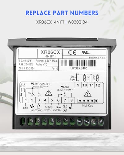 Fit for Dixell XR06CX-4N1F1 Temperature Controller with Temperature Sensing Probe，Digital Thermostat Controller Fit for 120V 50-60hz Commercial Refrigerators/ Freezer - style: XR06CX-4N1F1