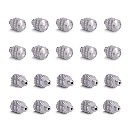 Fogland Stainless Steel Misting Nozzles, 20 Pack, 0.012" Orifice Mist Heads | 10/24 UNC for Outdoor Misting Cooling Systems, Rustproof Stainless Steel Construction, Anti-clog Replacement Nozzles - size: 0.012Orifice/20pcs
