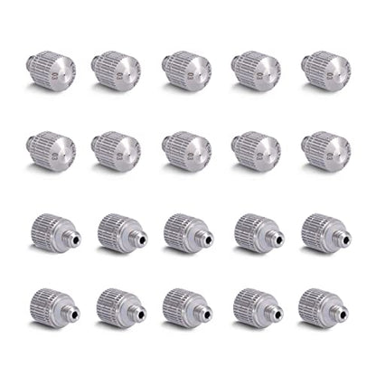 Fogland Stainless Steel Misting Nozzles, 20 Pack, 0.012" Orifice Mist Heads | 10/24 UNC for Outdoor Misting Cooling Systems, Rustproof Stainless Steel Construction, Anti-clog Replacement Nozzles - size: 0.012Orifice/20pcs