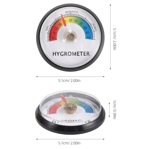 NUOBESTY 2pcs Reptile Tank Round Hygrometer for Turtle and Tortoise, Accurate Humidity Gauge with Universal Compatibility, Plastic Material, Suitable for Acrylic Tank and Enclosure