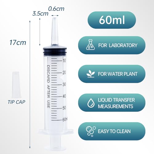 60ml Syringes with Caps (Pack of 5) for Industrial & Scientific - size: 60ml 5Pack