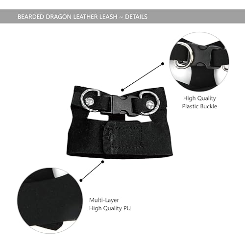 Bearded Dragon Leash and Harness Set, Beardie Carrier, Lizard Adjustable Harness with Leather Wings and Sling Bag, Reptile Small Pet Backpack Batwing Accessories (Black) - color: Black