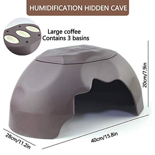 OMEM Reptiles House with Ceramic Sink Terrarium Hide Cave Breeding Box Shelter Habitat Decor Hideouts for Turtle Lizard Tortoise Snake (L, Coffee) - color: Coffee, size: L