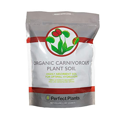 Perfect Plants Carnivorous Plant Soil, 4 qt, Venus Fly Trap Potting Mix | Organic sphagnum peat moss and perlite blend for flytraps, sundews, pitcher varieties and Nepenthes, holds ideal acidity - size: 4 qts.