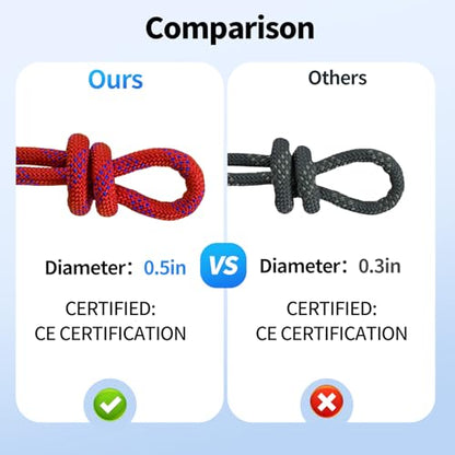 150Ft 1/2 Inch Heavy Duty Climbing Rope,Arborist Rope for Tree Pulling(Red) - size: 150ft-Red