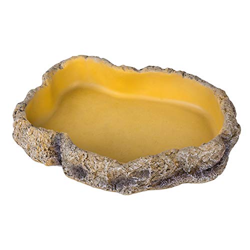 REPTIZOO Reptile Food Dish Terrarium Water Bowl Food Feeding Bowl for Reptile Amphibian Pets Large(8.8" x 6.5" x 1.5")