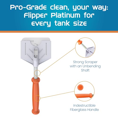 FLIPPER Platinum Stubby Hand Algae Scraper – Aquarium Glass & Acrylic Cleaner with Precision Scraper Blade, Fish Tank Cleaning Tool for Freshwater & Saltwater Aquariums (10” Rigid Shaft) - size: 10 Inches