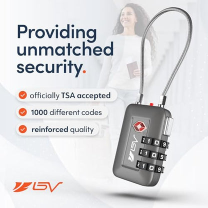 TSA Accepted Luggage Travel Lock, Set-Your-Own Combination Lock for School Gym Locker, Luggage Suitcase Baggage Locks, Filing Cabinets, Toolbox, Case (Slate Gray, 1 Pack) - color: Slate Gray 1-Pack