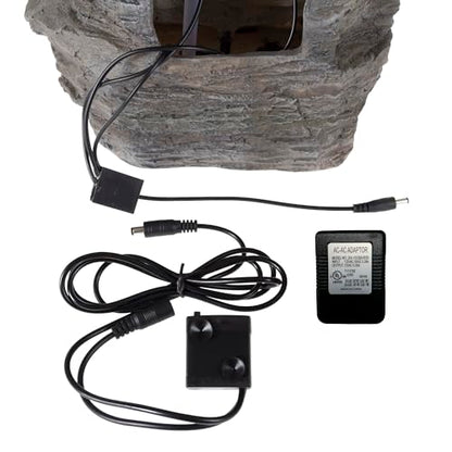 Tabletop Waterfall Fountain with Cascading Rock and LED Lights - Resin Tiered Stones for Office, Patio, and Home Decor by Pure Garden (Gray)