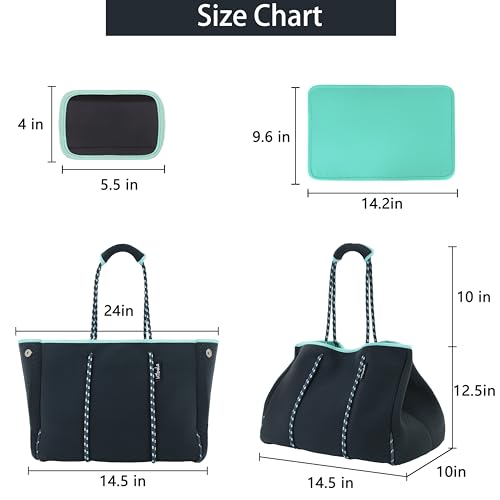 Hibala Neoprene Multipurpose Beach Bag,Gym/Travel/Pool Bag,Tote For Women&Men - color: Grey