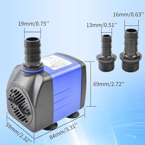 CONQUERALL 25W Electric Water Pump 396GPH Large Flow 6ft Power Cord for Outdoor Fountains Pond - color: 396gph-25w, size: 1PC