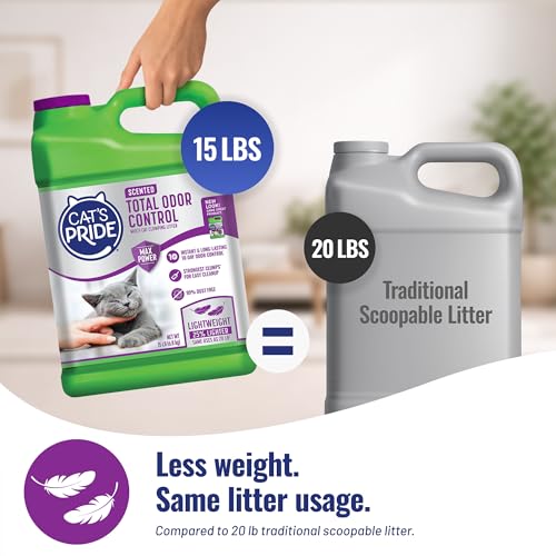 Cat's Pride Total Odor Control, Max Power, Clumping Litter Scented 15lb - size: 15 Pound, style: Total Odor Control Scented