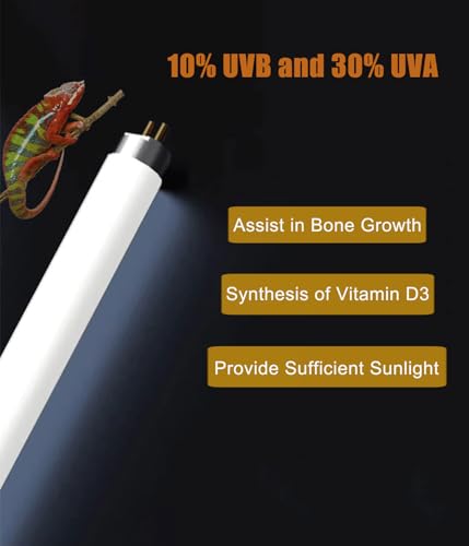 2 Pack 12 Inch T5 Reptile UVB Light Tube 8W 10.0 UVA UVB Reptile Bulb Tropical Desert Lighting for Bearded Dragon Chameleon Lizard Turtle Tortoise - size: 10.0 UVB 2-Pack