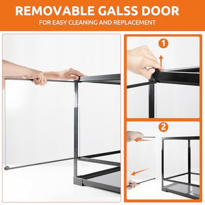 50 Gallon Tempered Glass Reptile Tank, 36" x 18" x 18" Reptile Terrarium,Reptile Enclosure with Front Opening Sliding Double Doors, Top Ventilation, Removable Door Easy to Feed and Clean - size: 36" x 18" x 18"