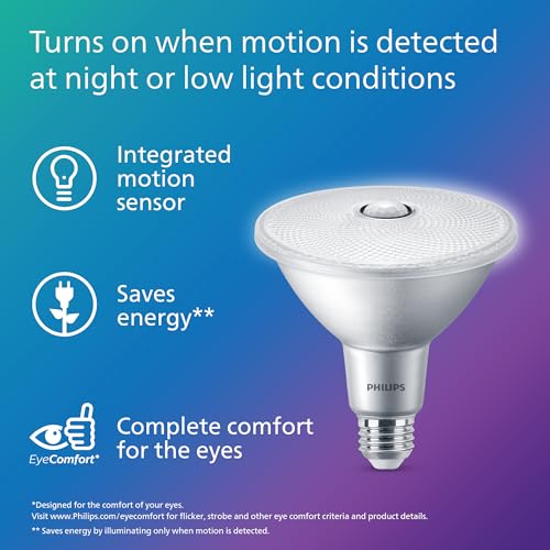 PHILIPS LED 120W PAR38 2-Pack Motion Sensing Soft White (2700K) 1200 Lumen (13W = 120W) Frosted Flicker-Free Light Bulbs - size: 2 Pack