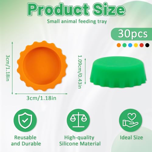 30 Pcs Crested Gecko Food and Water Feeding Cups, Colorful Water Bowl, Reptile Food Dish for Tortoise, Small Pet and Crab (Multicolor) - color: Multicolor