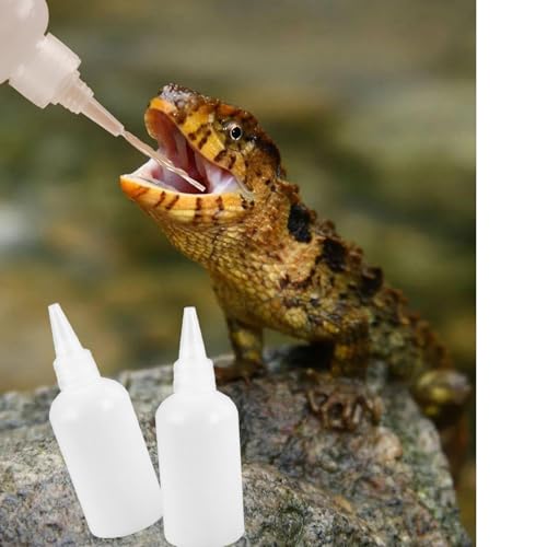3 Pcs Crested Gecko Food and Water Feeding Bottle, Crested Gecko Feeding Ledge for Chameleon Lizard Turtles Crabs and Other Small Pet Enclosures - 3.4 Oz