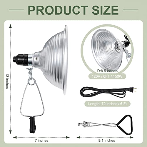 Macarrie 8 Pack Clamp Lamp Light with Aluminum Reflector, 6ft SPT-2 18awg Cord and Adjustable Stand Fixture, up to 150 Watt, E26 Socket, No Bulb(8.5 Inch) - size: 8.5 Inch