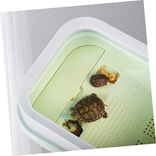 Abaodam Turtle Tank with Basking Platform Dual Use Turtle Habitat Escape-Proof Design with Drainage System