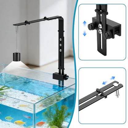 Adjustable Aquarium Light Bracket, Suitable for 13mm Aquarium Walls, Black | Universal Aquarium Light Stand, Fits for Reptile, Fish Tank LED, Plant Lamps, 2.8mm Thick Aluminum Alloersal